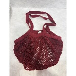 Now Designs Burgundy Red Cotton Mesh Market Tote Bag Reusable Net Shopper Eco
